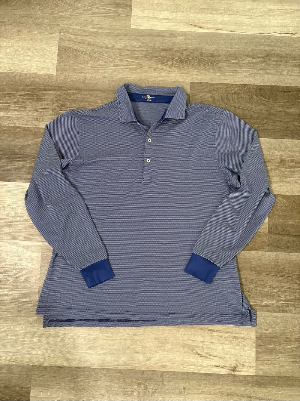 Fairway & Greene Long-Sleeve Polo Shirt in Heather Blue - Men's